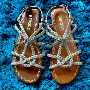 Gold weave strappy sandals